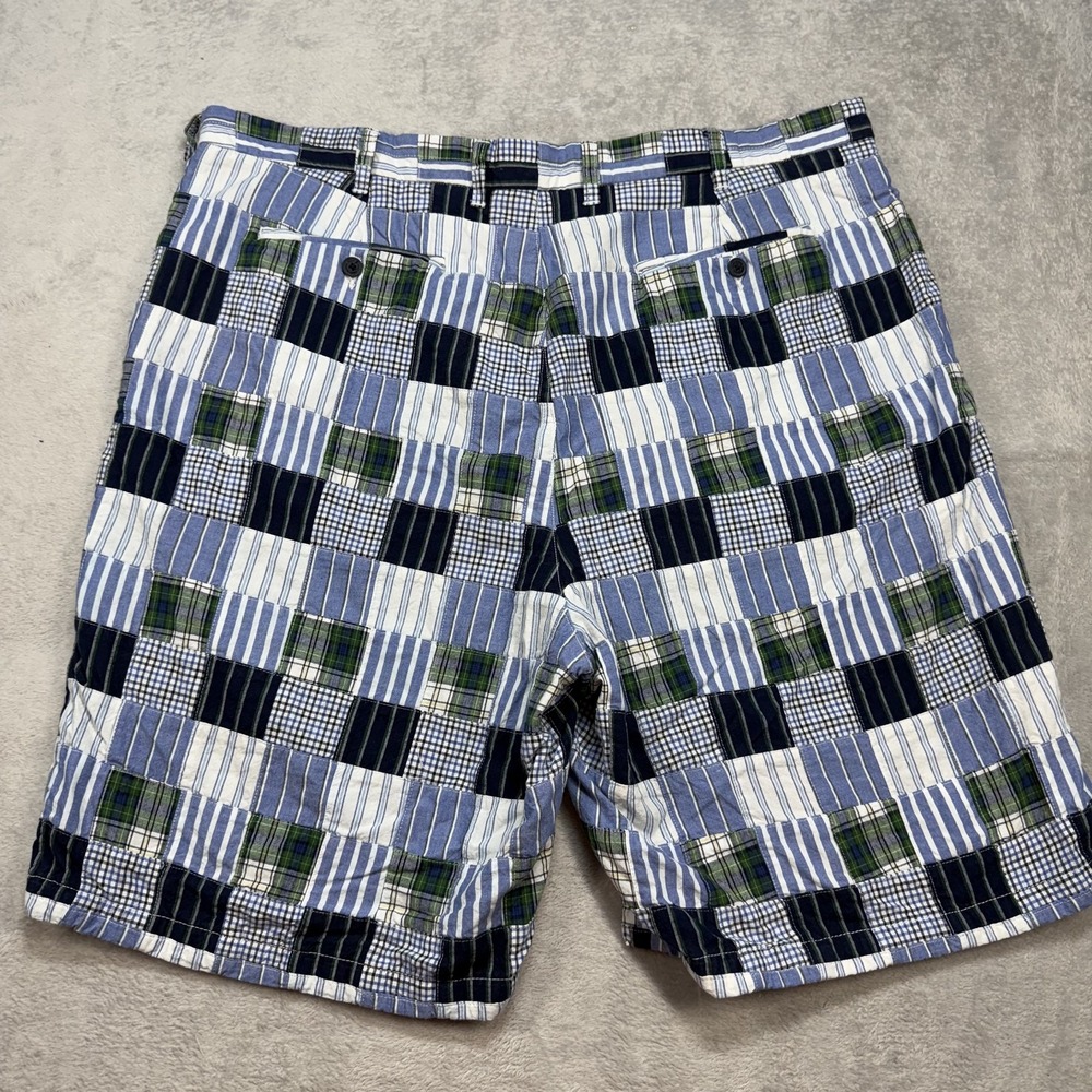 Tommy Hilfiger Shorts Mens 42 Blue Green Patchwork Madras Plaid Preppy Summer - Picture 10 of 11